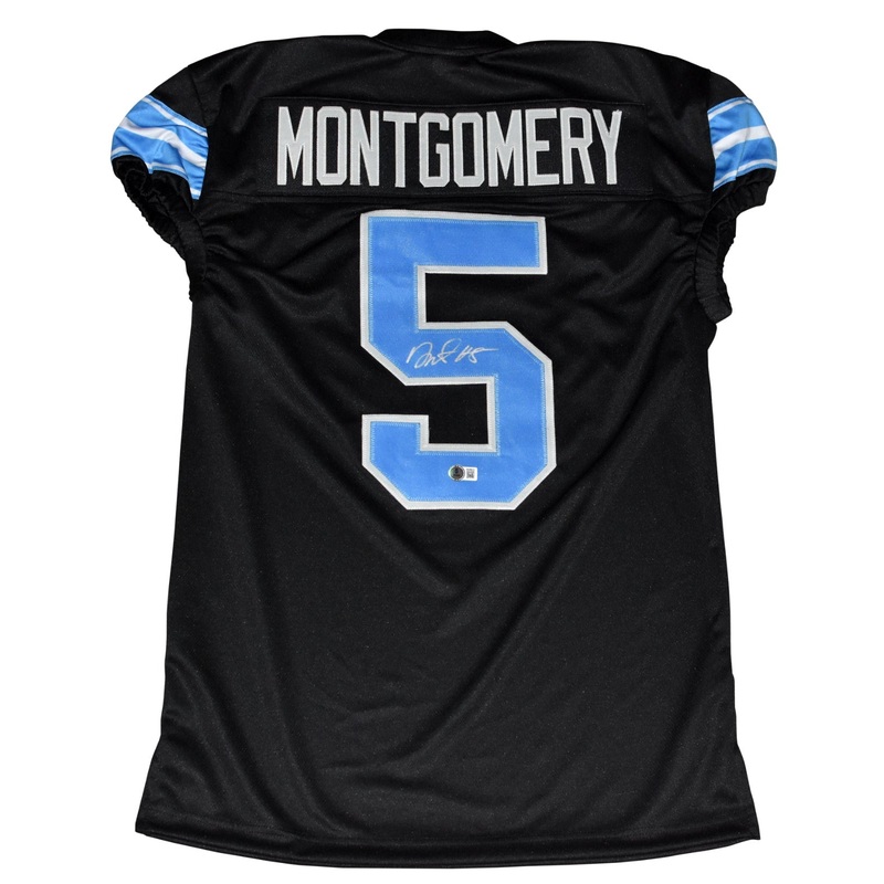 DAVID MONTGOMERY AUTOGRAPHED DETROIT LIONS #5 BLACK GAME CUT JERSEY BECKETT