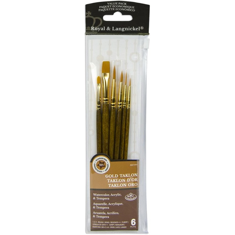 Gold Taklon Value Pack Brush Set 6/Pkg
