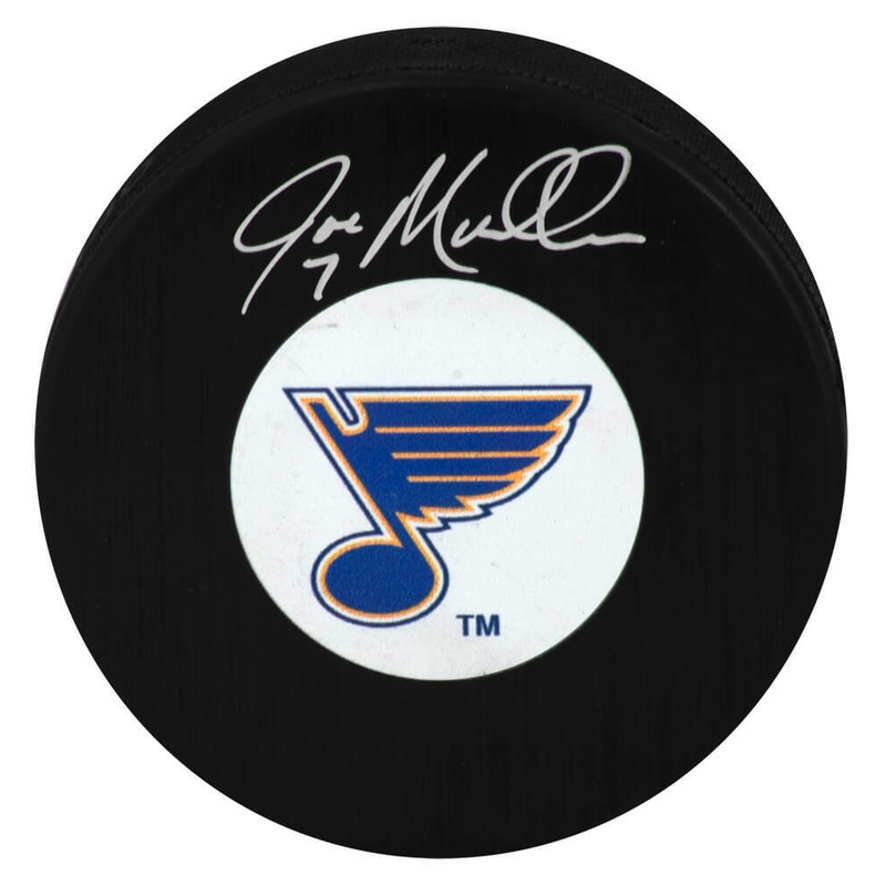 Joe Mullen Signed St Louis Blues (Medium) Logo Hockey Puck – (SCHWARTZ COA)