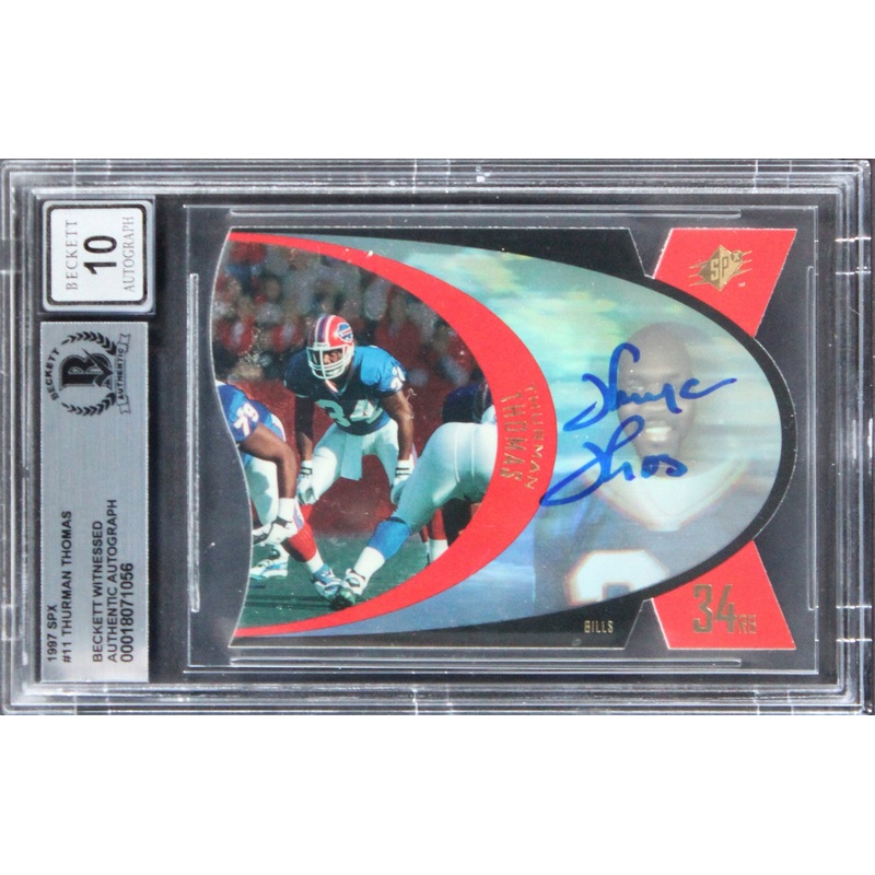 Bills Thurman Thomas Signed 1997 SPX #11 Card Auto Graded Mint 10! BAS Slabbed