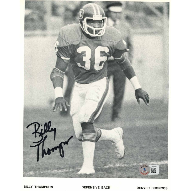 Billy Thompson Autographed/Signed Denver Broncos 8×10 Photo BAS 51122