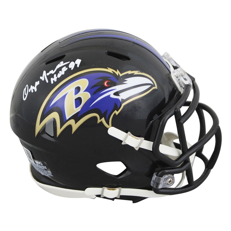 Ravens Ozzie Newsome HOF 99 Authentic Signed Speed Mini Helmet BAS Witnessed