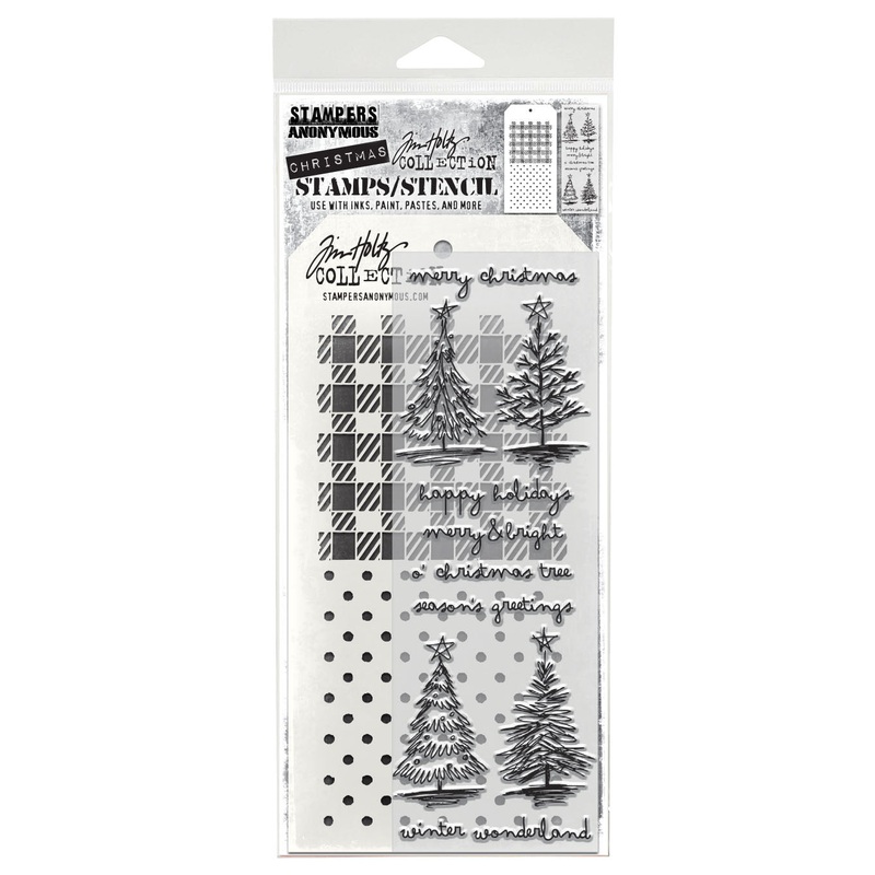 Stampers Anonymous Scribbly Christmas Tim Holtz Clear Stamp and Stencil