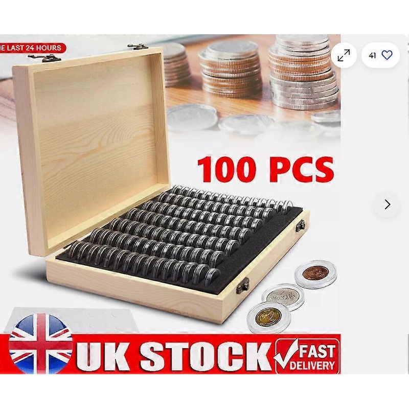 100 Coin Display Box Storage Box Wooden Coin Collection Box