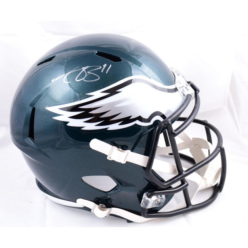 AJ Brown Autographed Eagles F/S Speed Helmet-Beckett W Hologram *Damaged