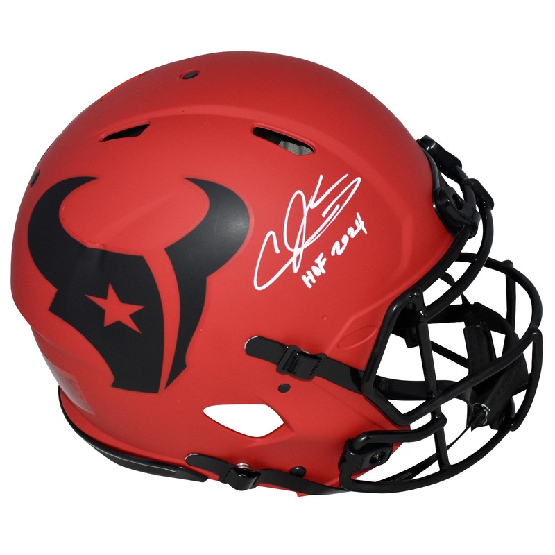 ANDRE JOHNSON SIGNED HOUSTON TEXANS RAVE AUTHENTIC SPEED HELMET W/ HOF 2024