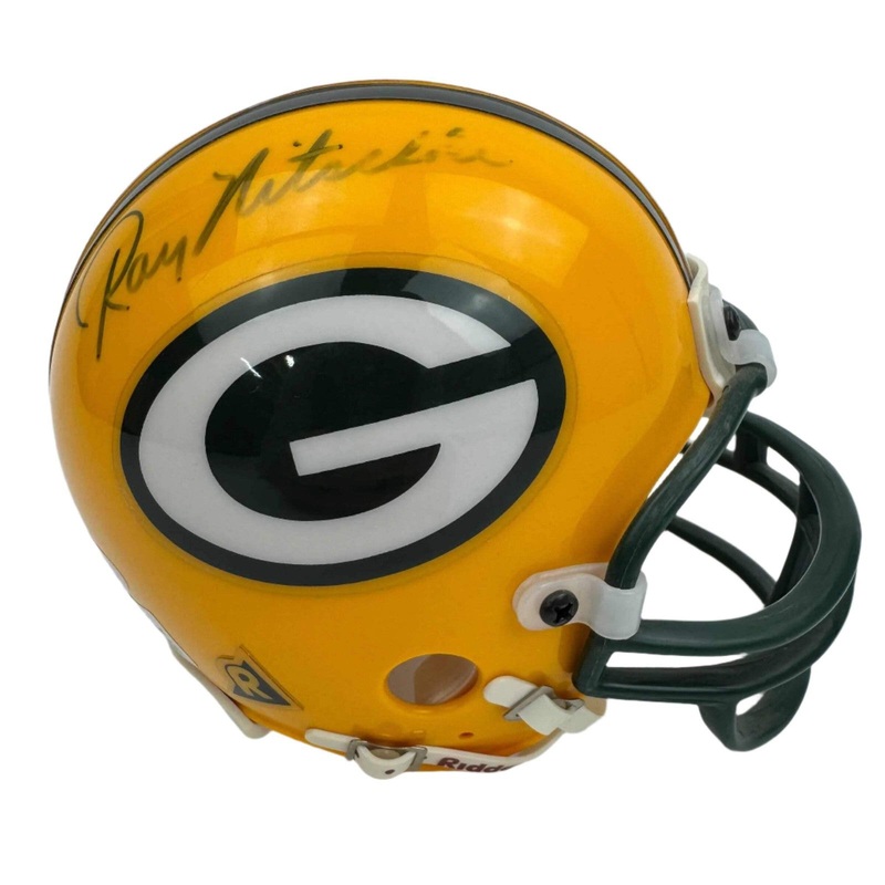 Autographed/Signed Ray Nitschke Herb Adderley Football Speed Mini Helmet PSA COA