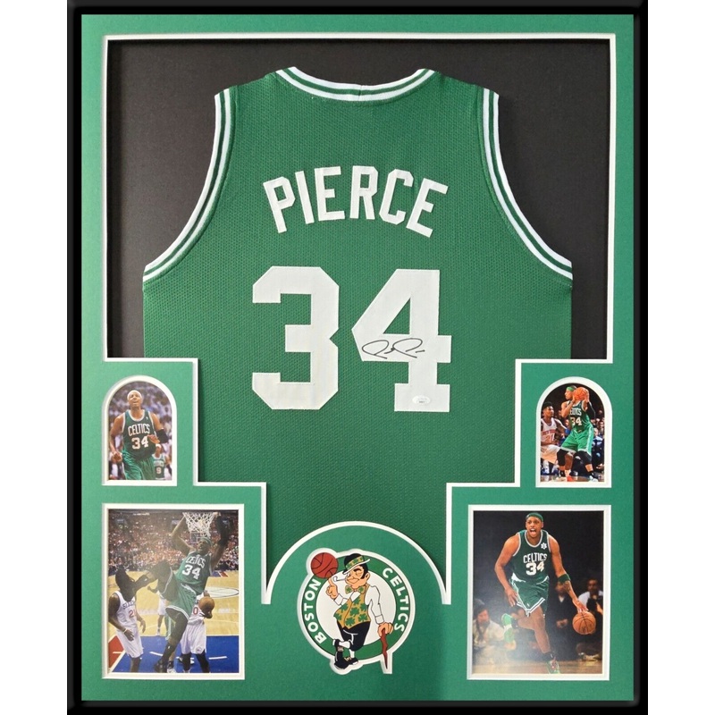 CUSTOM FRAMED BOSTON CELTICS PAUL PIERCE AUTOGRAPHED JERSEY JSA COA