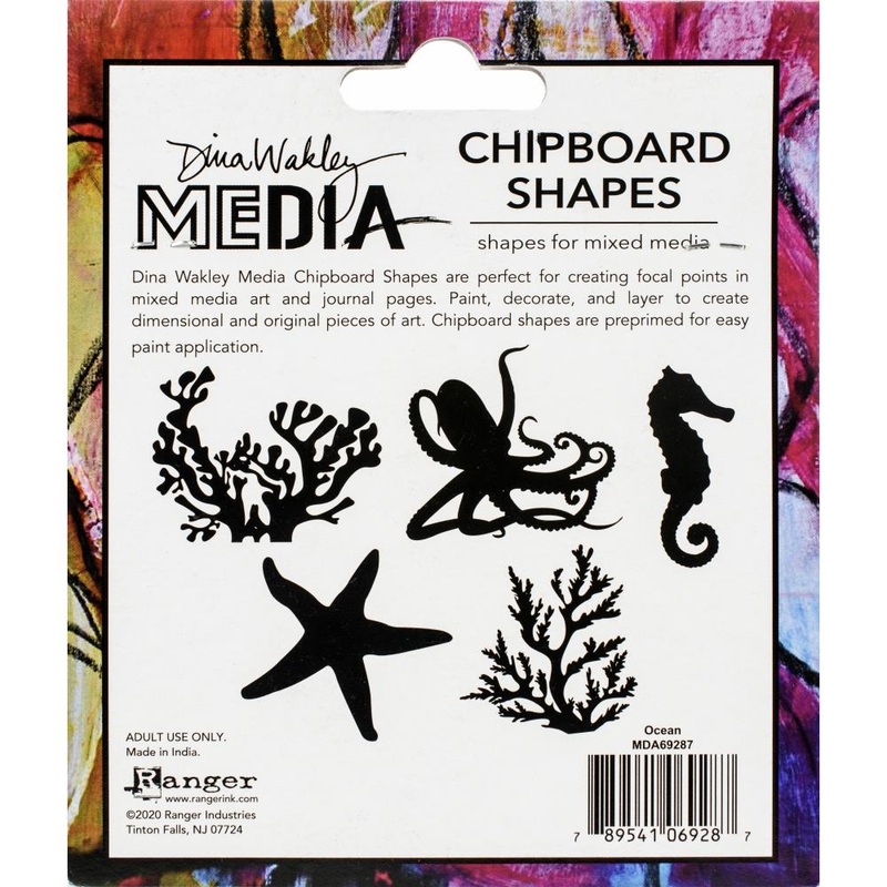 Dina Wakley Media Chipboard Shapes Ocean