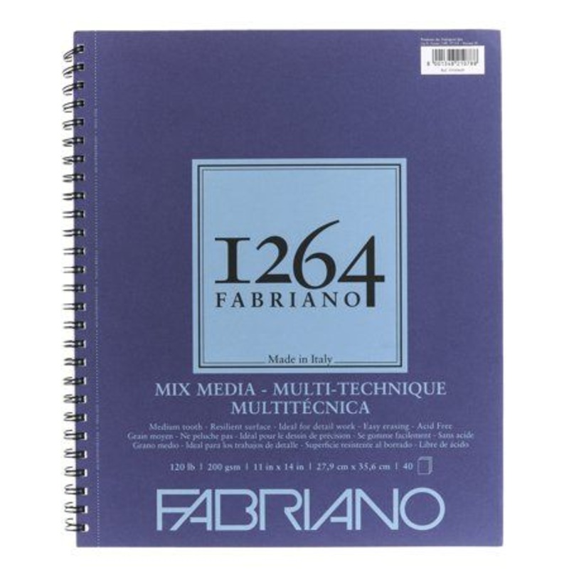Fabriano 1264 Mixed Media Pads, 11 x 14 – 120 lb. (200 gsm), 40 Shts./Pad