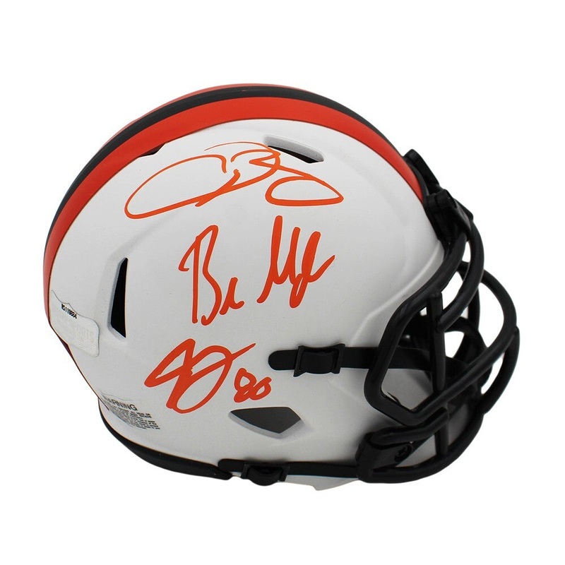 Landry, Mayfield & Beckham Jr. Signed Cleveland Browns Speed Lunar Mini Helmet