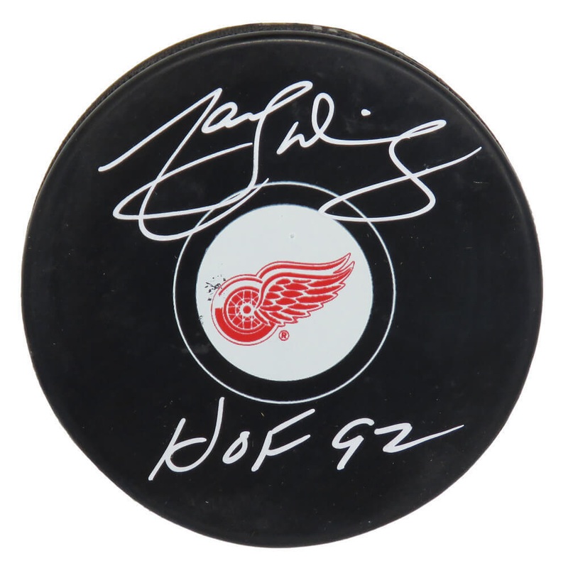 MARCEL DIONNE Signed Detroit Red Wings Logo Hockey Puck w/HOF’92 – SCHWARTZ