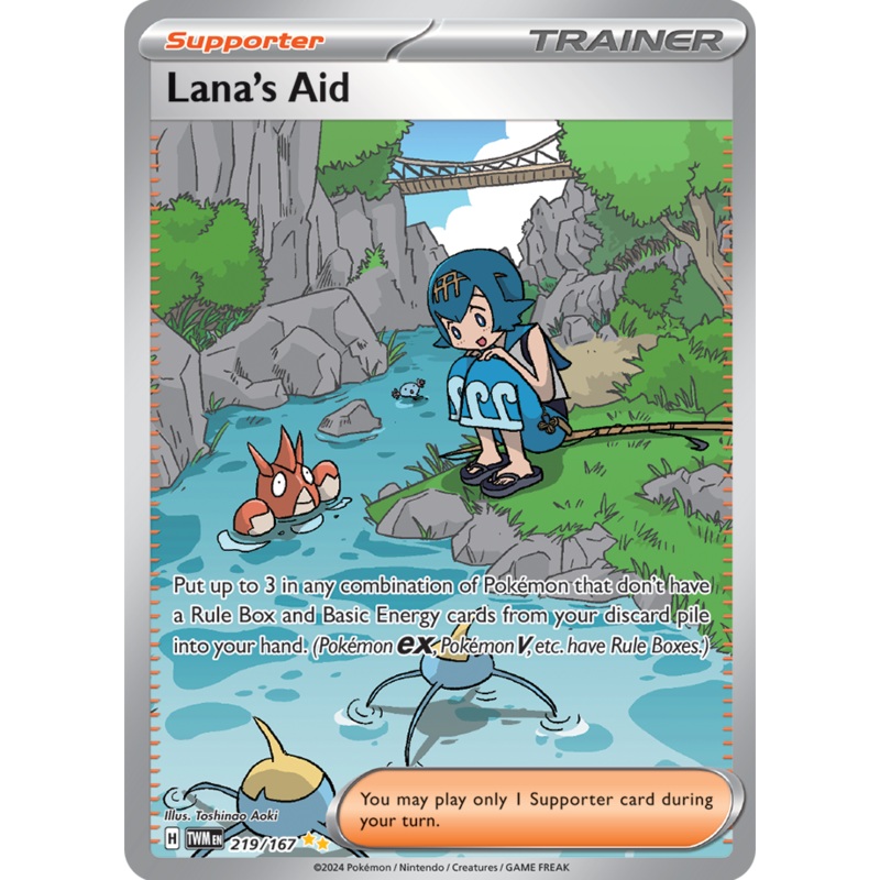 Pokemon Scarlet and Violet Twilight Masquerade Lana’s Aid #219/167 Special Illustration Rare Holo Trading Card