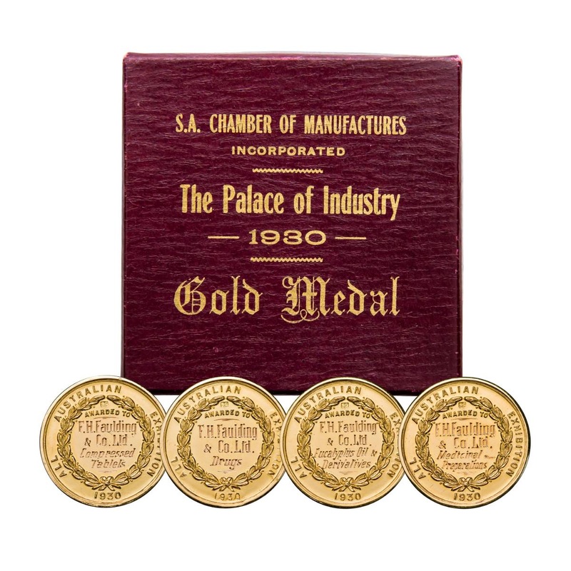 South Australian Chamber of Manufactures Inc All Australian Exhibition 1930 Faulding & Co Ltd Gold Medal Set of Four
