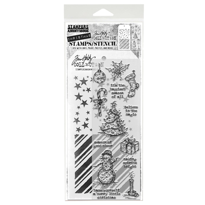 Stampers Anonymous Tattered Christmas Tim Holtz Clear Stamp and Stencil