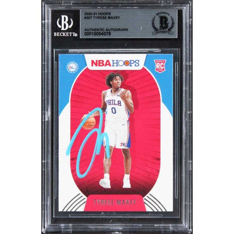 76ers Tyrese Maxey Authentic Signed 2020 Hoops #207 Rookie Card BAS Slabbed