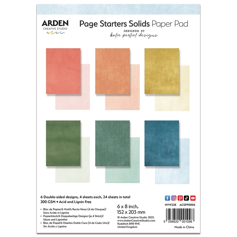 Arden Creative Studio Page Starters Solids 6in x 8in Paper Pad