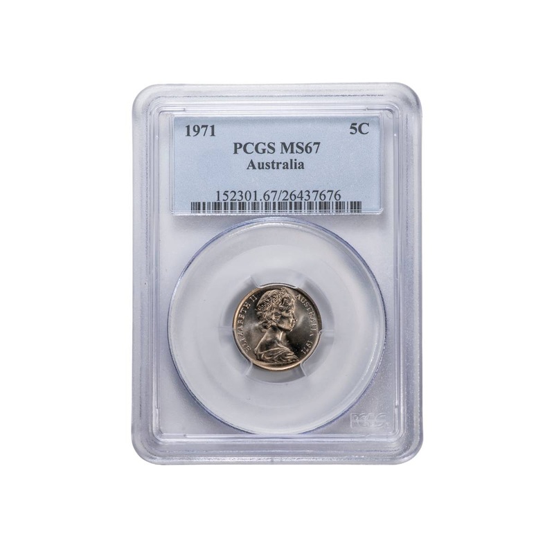 Australia 1971 5c Cupro-Nickel Coin PCGS MS67 (Gem Uncirculated)