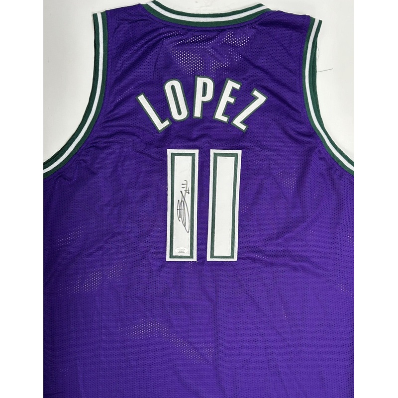 Bucks NBA Champ BROOK LOPEZ Signed Milw Custom Replica Purple Jersey AUTO – JSA