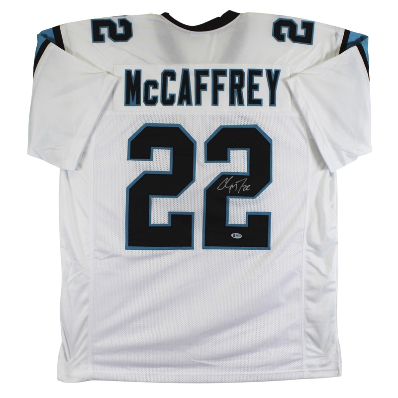 Christian McCaffrey Authentic Signed White Pro Style Jersey BAS #P06330
