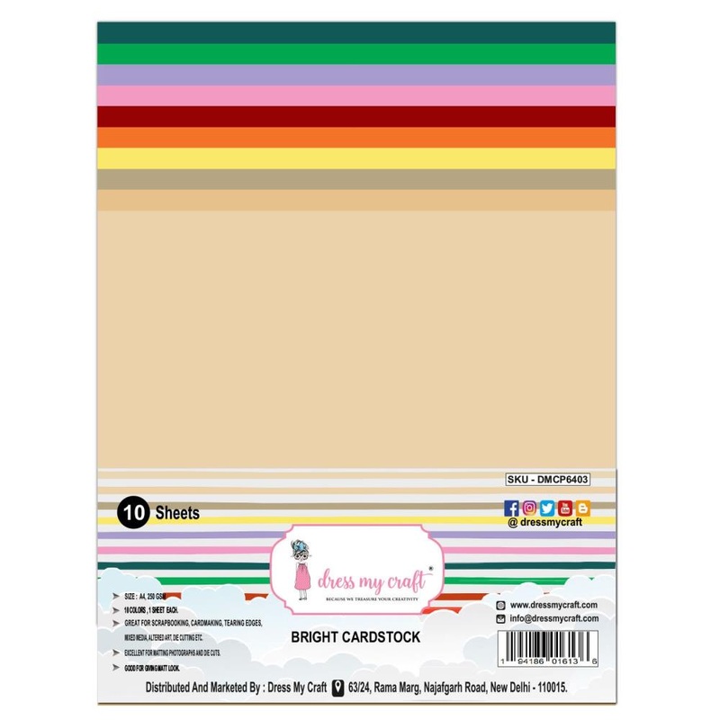 Dress My Craft Cardstock 250gsm 8.25X11.75 10/Pkg Bright