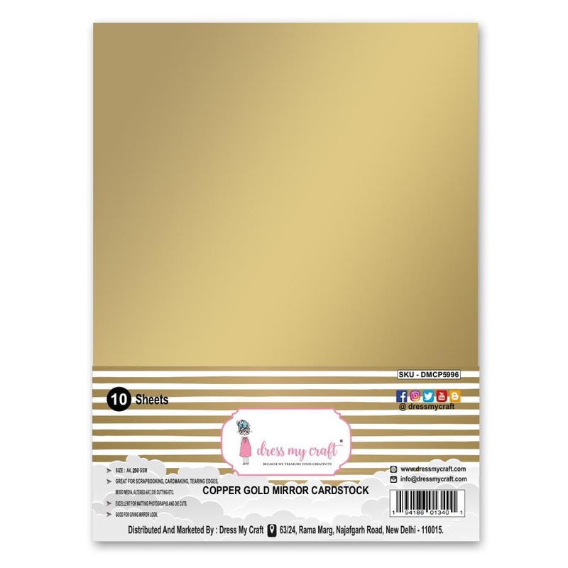 Dress My Craft Extra Smooth Cardstock 8.25X11.75 10/Pkg Copper Gold Mirror