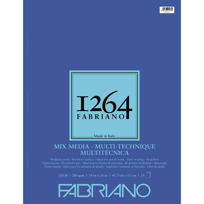 Fabriano 1264 Mixed Media Pads, 18 x 24 – 120 lb. (200 gsm), 25 Shts./Pad
