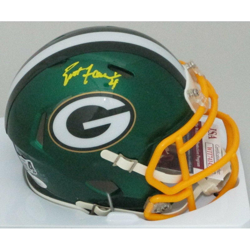 Packers BRETT FAVRE Signed Riddell FLASH Mini Helmet AUTO – HOF ’16 NFL MVP JSA