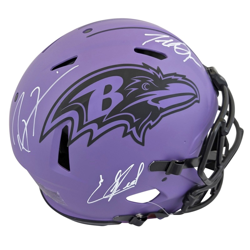 Ravens (3) Reed, Lewis & Suggs Signed Rave F/S Speed Proline Helmet BAS Witness
