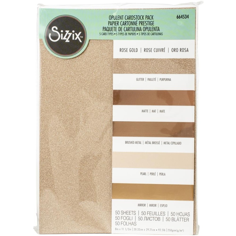Sizzix Surfacez Opulent Cardstock Pack 8X11.5 50/Pkg Rose Gold