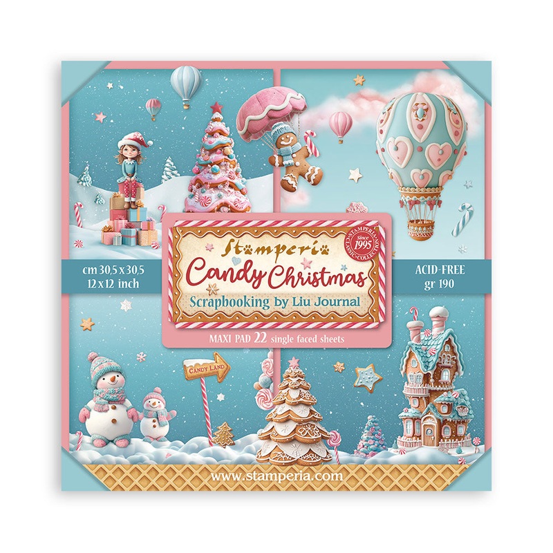 Stamperia 12X12 Maxi Paper Pad, Candy Christmas