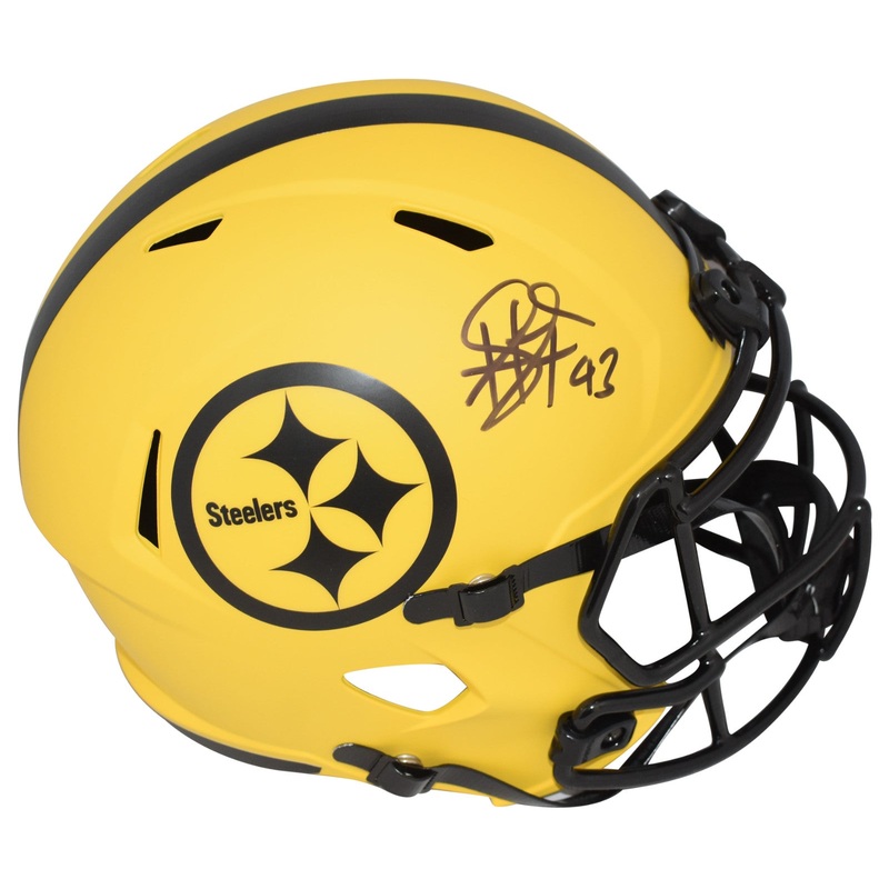 TROY POLAMALU SIGNED PITTSBURGH STEELERS RAVE FULL SIZE SPEED HELMET BECKETT
