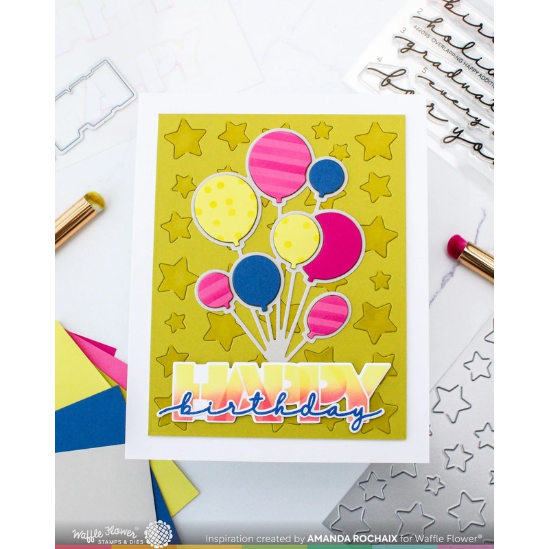 Waffle Flower Overlapping Happy Die-n-stencil