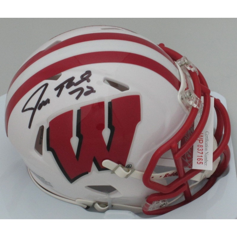 Badgers JOE THOMAS Signed Riddell Speed Mini Helmet AUTO – All American JSA!!