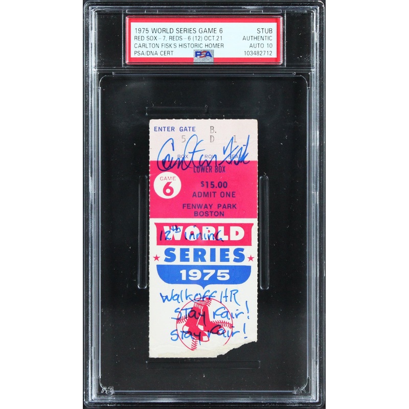 Carlton Fisk Signed 1975 World Series Game 6 Ticket Stub Auto 10! PSA/DNA Slab 2