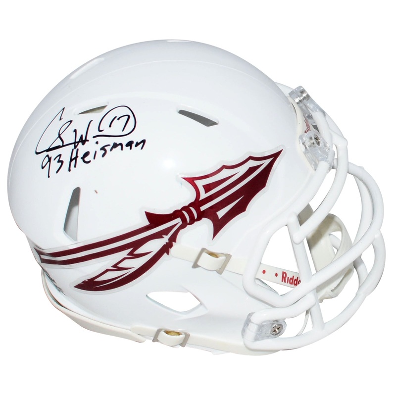 CHARLIE WARD SIGNED FLORIDA STATE SEMINOLES WHITE SPEED MINI HELMET BECKETT