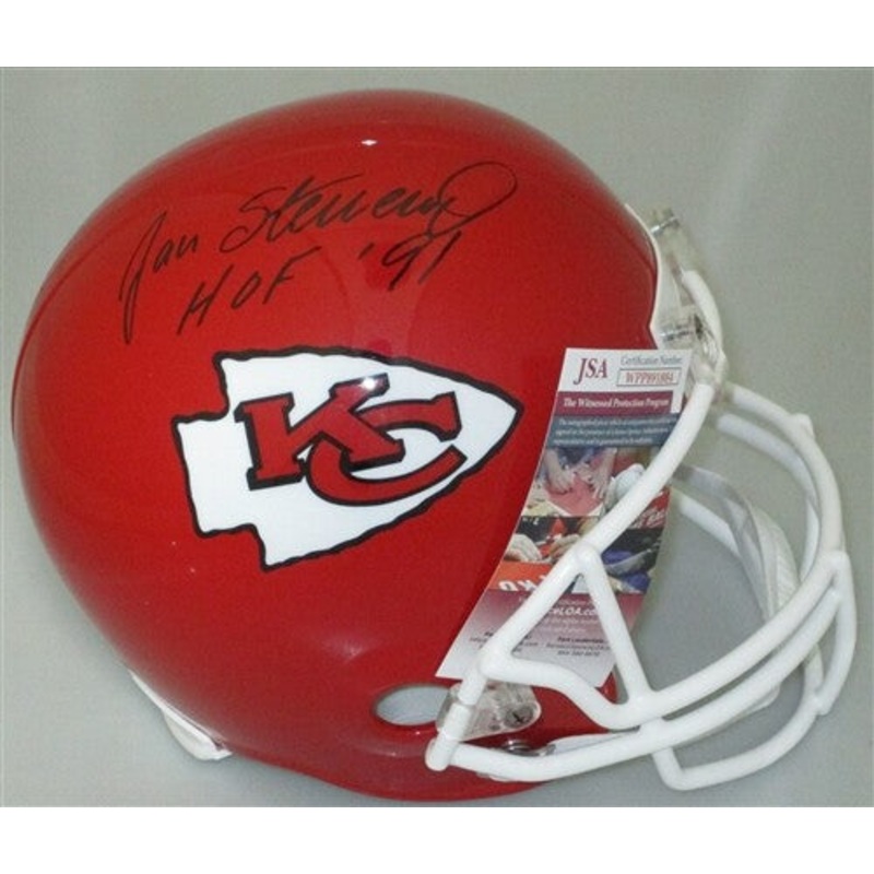 Chiefs JAN STENERUD Signed Full Size Throwback Replica Helmet AUTO w/ HOF – JSA
