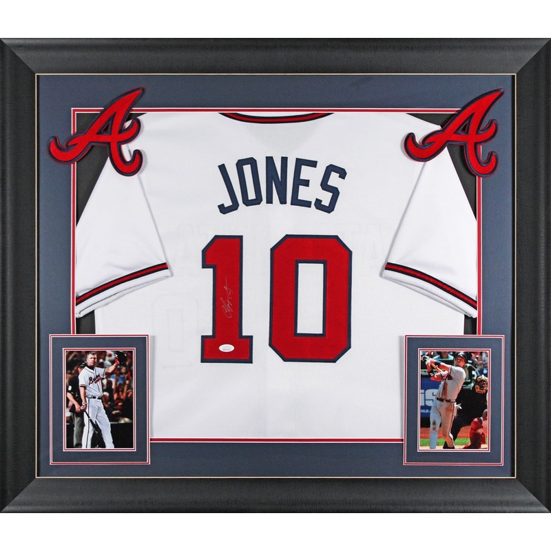 Chipper Jones Authentic Signed White Pro Style Framed Jersey JSA Wit #WPP593162