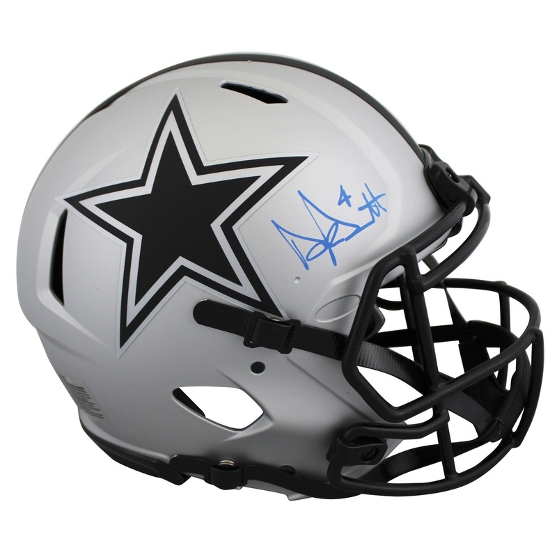 Cowboys Dak Prescott Signed Rave Full Size Speed Proline Helmet BAS Witnessed