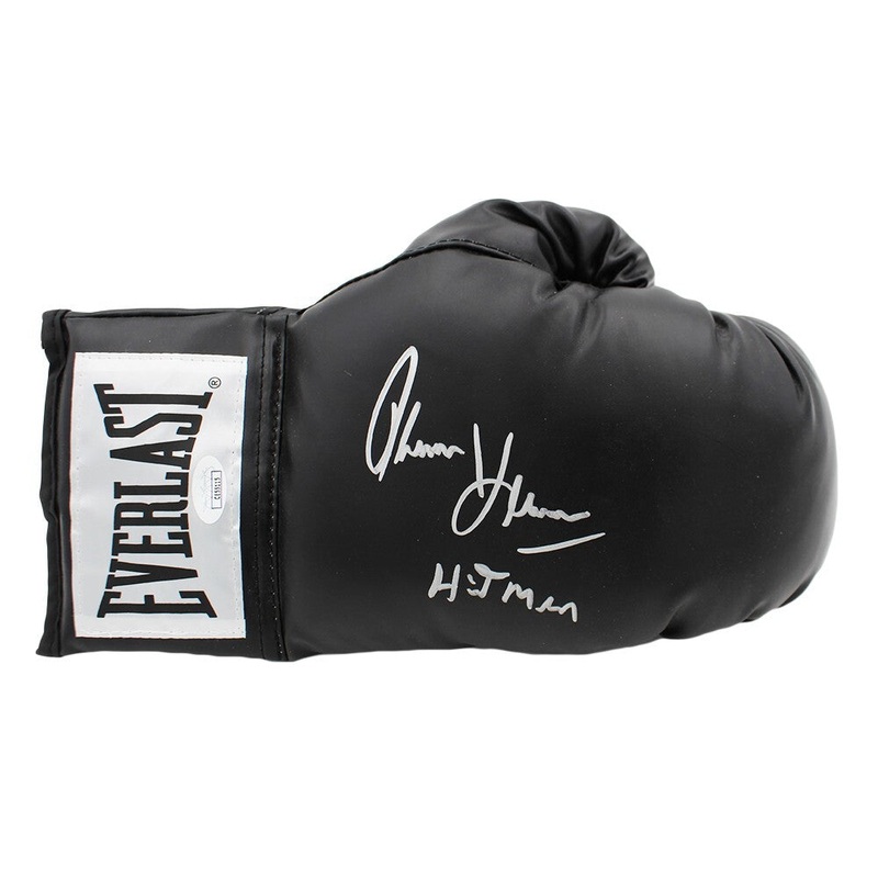 Tommy Hearns Signed Everlast Black Boxing Glove with Hitman Inscription
