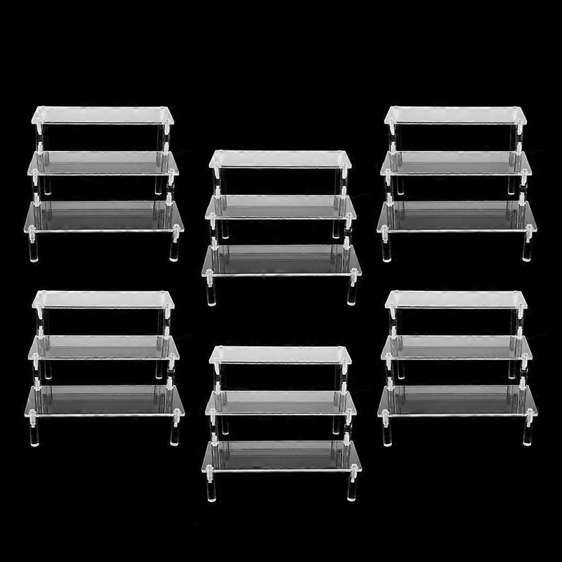6pcs Acrylic Cosmetics Storage Rack Model Figures Display Stand 3 Tier