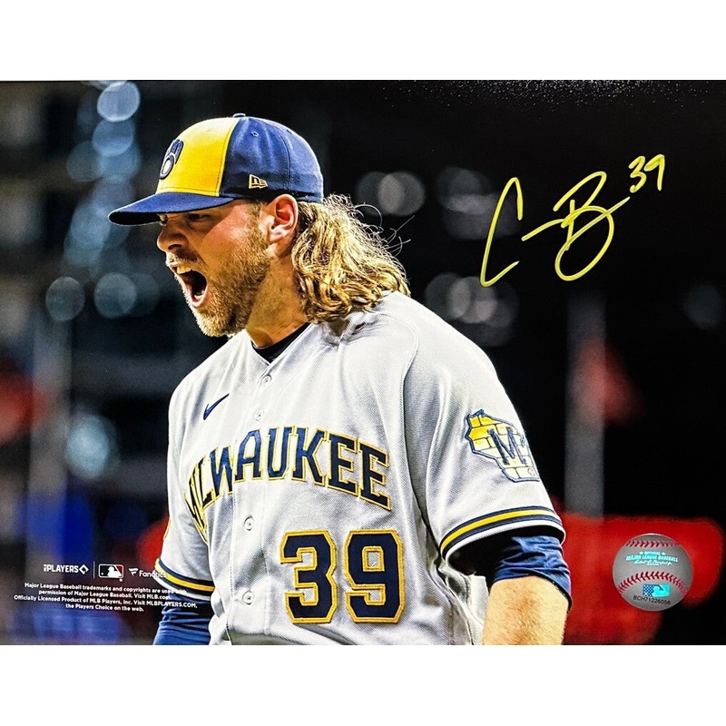 Brewers 2021 CY Young Pitcher CORBIN BURNES Signed 8×10 Photo #19 AUTO –