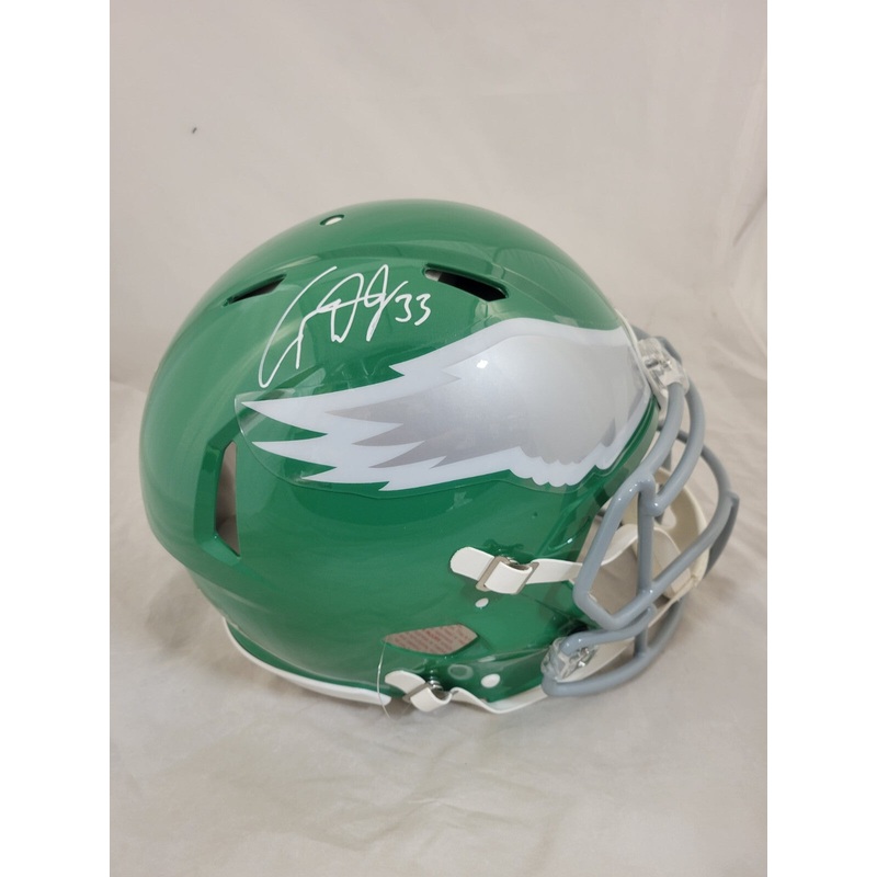 COOPER DEJEAN SIGNED EAGLES KELLY GREEN SPEED AUTHENTIC HELMET FANATICS