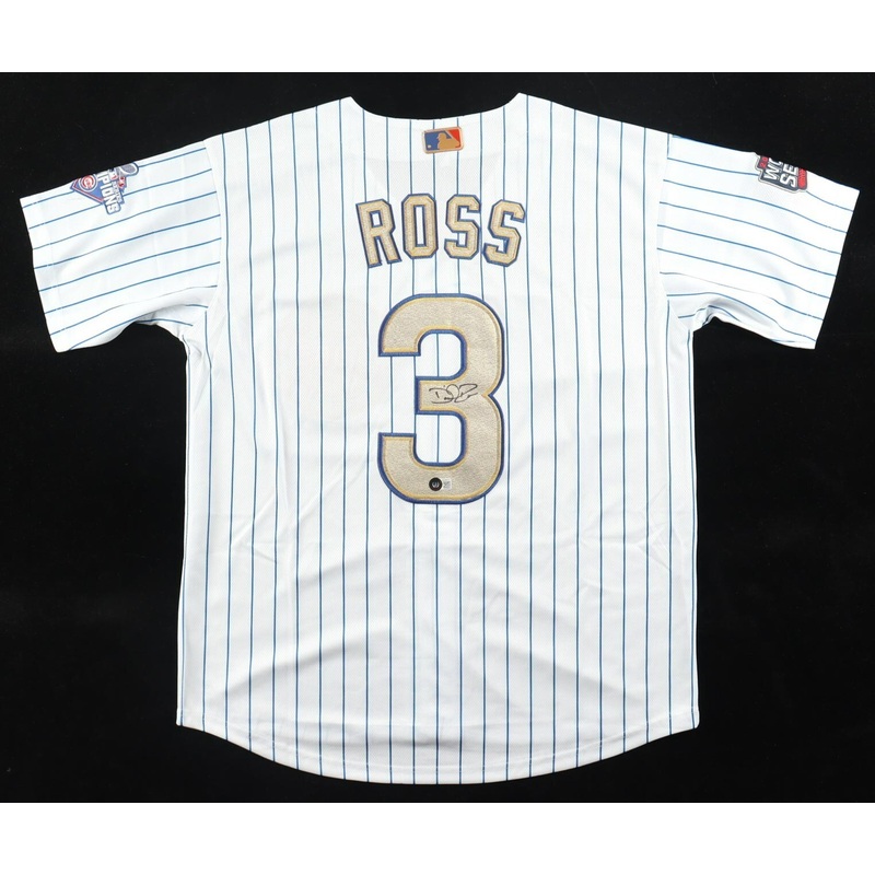 David Ross Signed Cubs Majestic Authentic Jersey 2016 World Series Patch Beckett