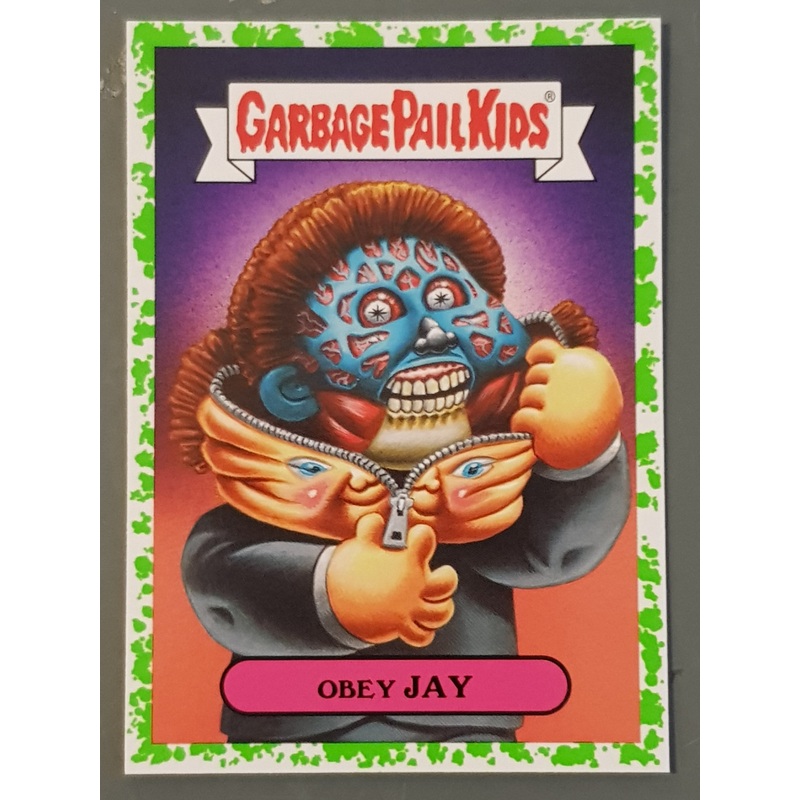 Garbage Pail Kids Oh the Horror-Ible 80s Sci-Fi #2b – Obey Jay Green Puke Parallel Trading Card