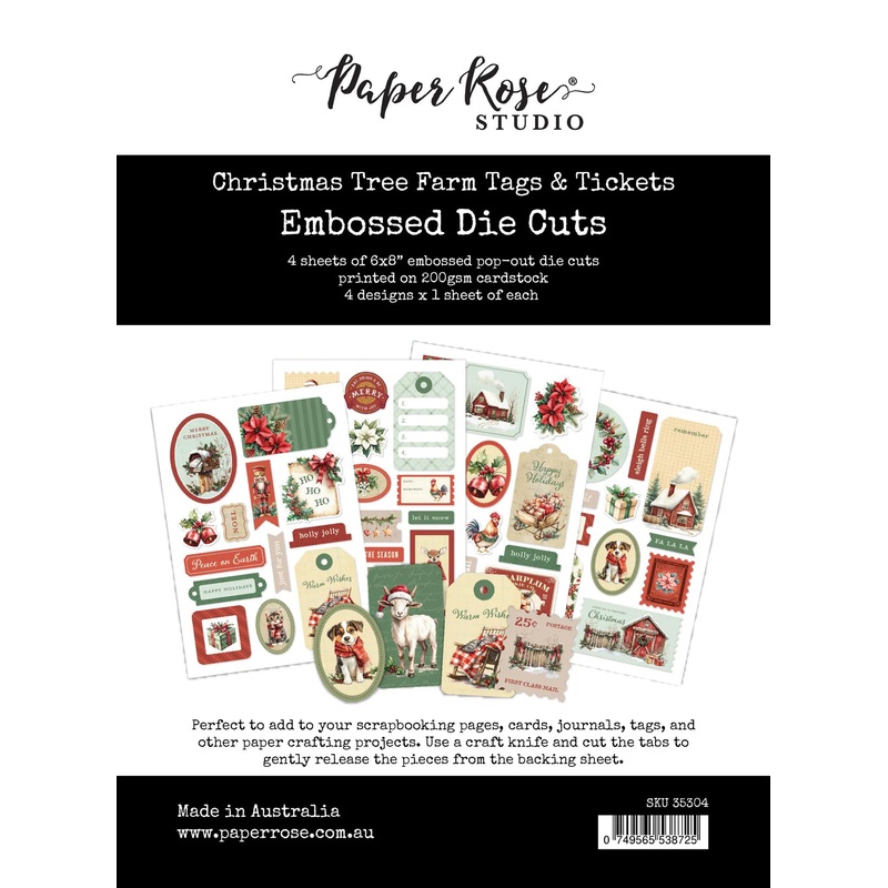 Paper Rose – Christmas Tree Farm Tags & Tickets Embossed Die Cuts