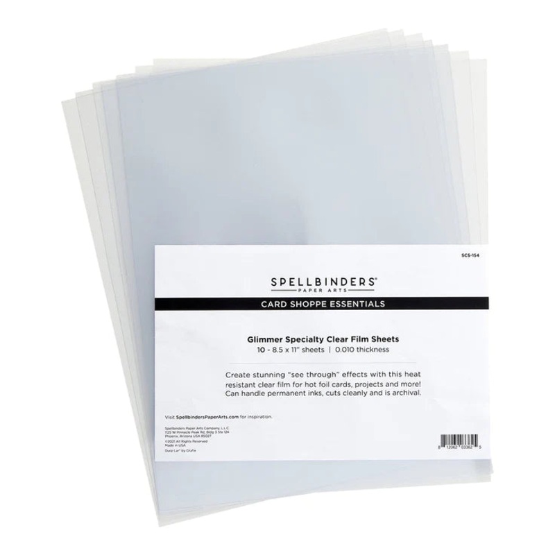 Spellbinders GLIMMER SPECIALTY CLEAR FILM SHEETS 8 1/2 X 11 – 10 PACK