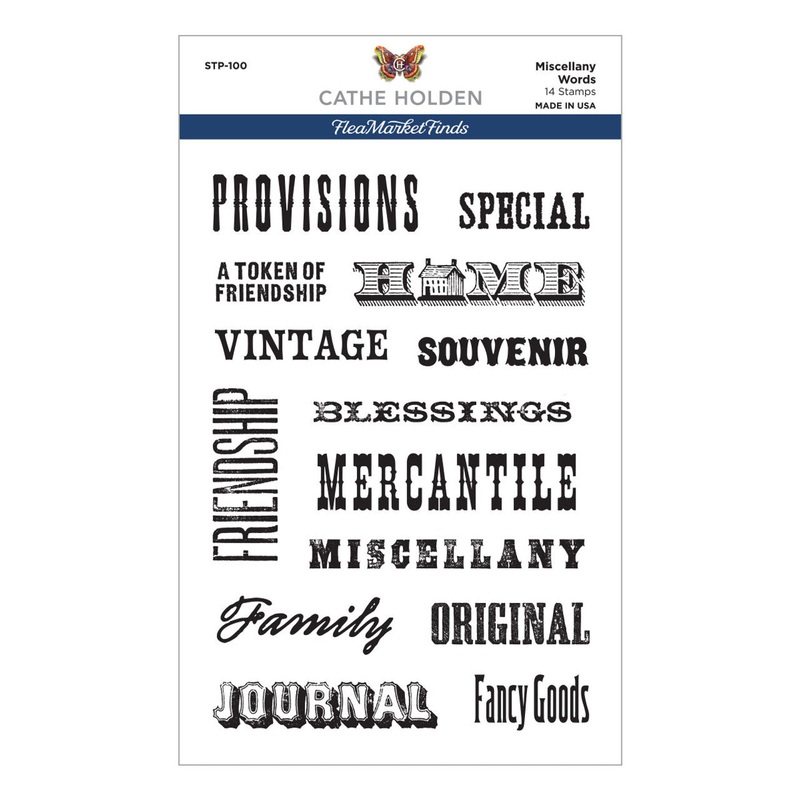 Spellbinders Miscellany Words Clear Stamp Set from the Flea Market Finds Collection by Cathe Holden
