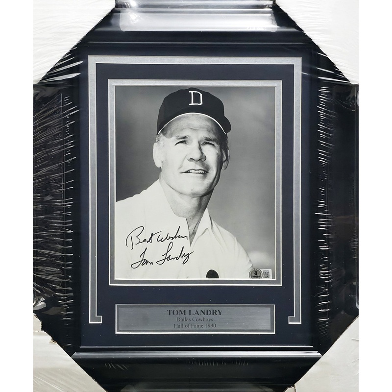 Tom Landry Autographed Framed 8×10 Photo Cowboys Best Wishes Beckett QR #BP55234