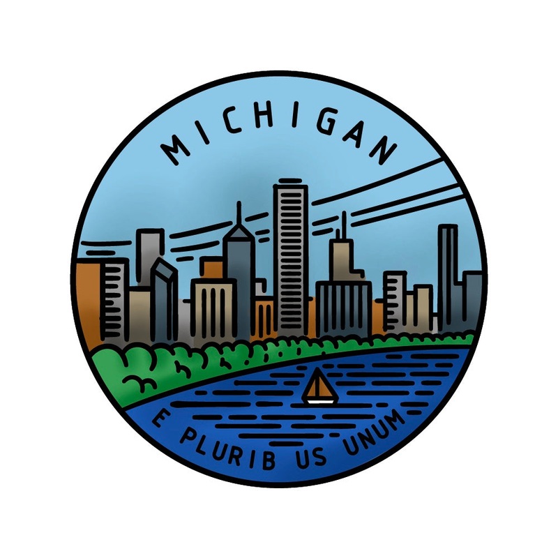 50 States Circles – 2×2 Stamp Set – Michigan